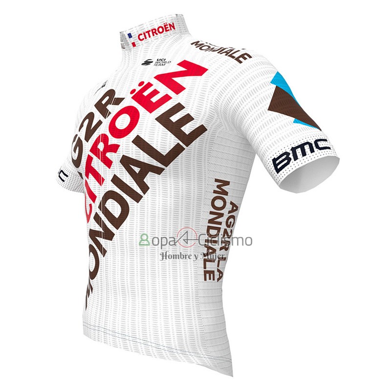 Ag2r Citroen Team Ropa Ciclismo Culotte Corto 2023 Mangas Cortas Blanco Negro